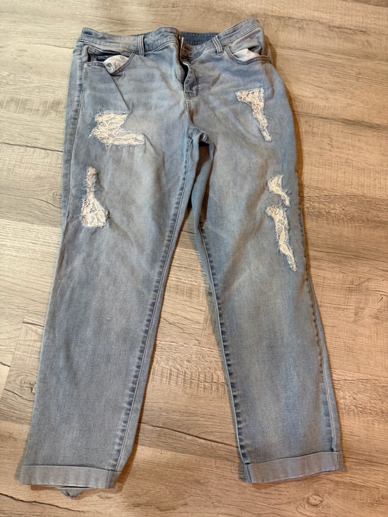 Chico's Pants - Light Blue Women's Distressed Lace Patch Jeans